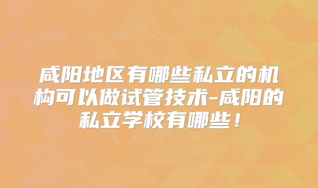 咸阳地区有哪些私立的机构可以做试管技术-咸阳的私立学校有哪些!