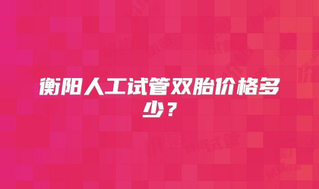 衡阳人工试管双胎价格多少？