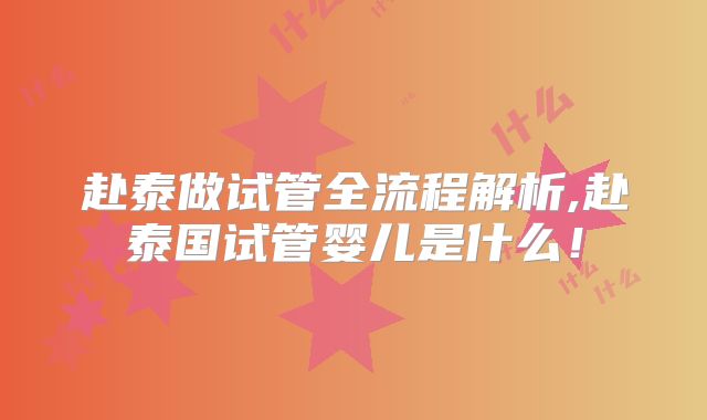 赴泰做试管全流程解析,赴泰国试管婴儿是什么!