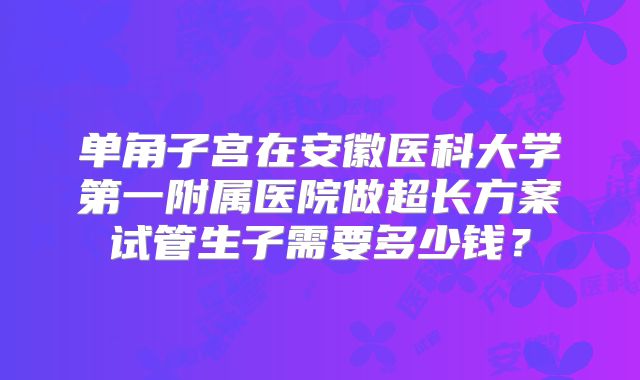 单角子宫在安徽医科大学第一附属医院做超长方案试管生子需要多少钱？