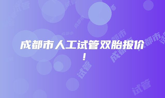 成都市人工试管双胎报价！
