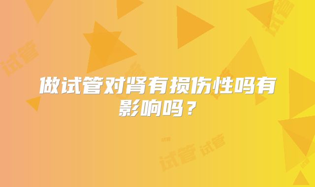 做试管对肾有损伤性吗有影响吗？