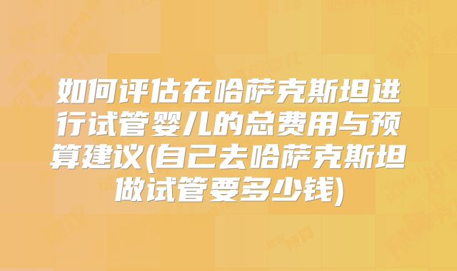 如何评估在哈萨克斯坦进行试管婴儿的总费用与预算建议(自己去哈萨克斯坦做试管要多少钱)