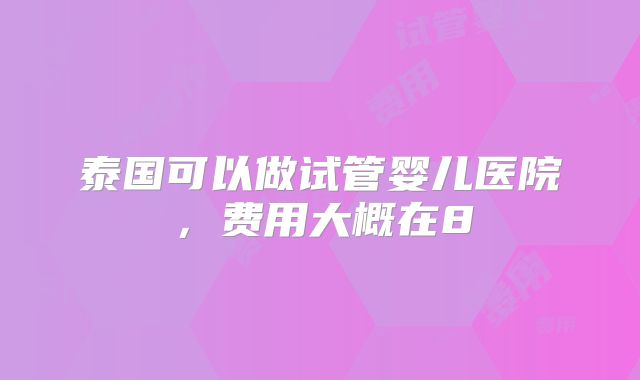 泰国可以做试管婴儿医院，费用大概在8