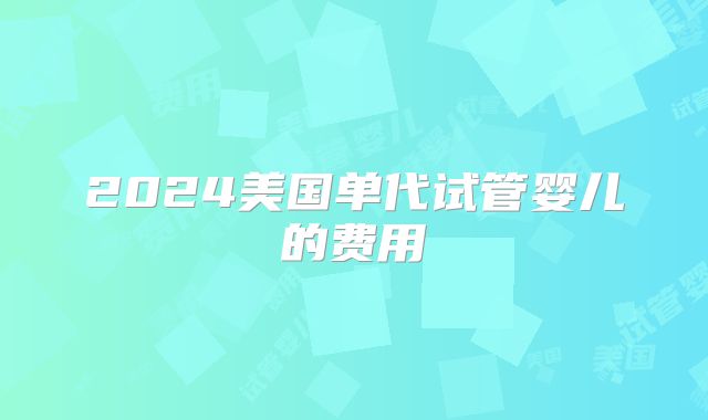2024美国单代试管婴儿的费用