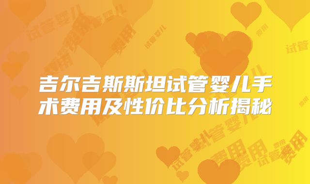 吉尔吉斯斯坦试管婴儿手术费用及性价比分析揭秘