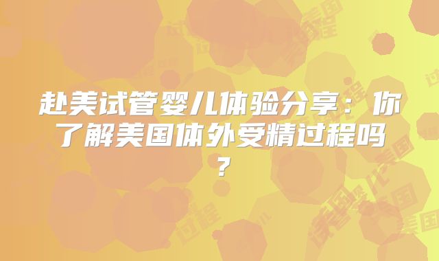 赴美试管婴儿体验分享:你了解美国体外受精过程吗?