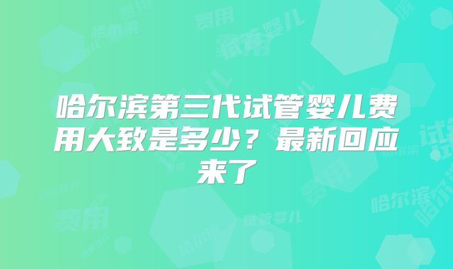 哈尔滨第三代试管婴儿费用大致是多少？最新回应来了