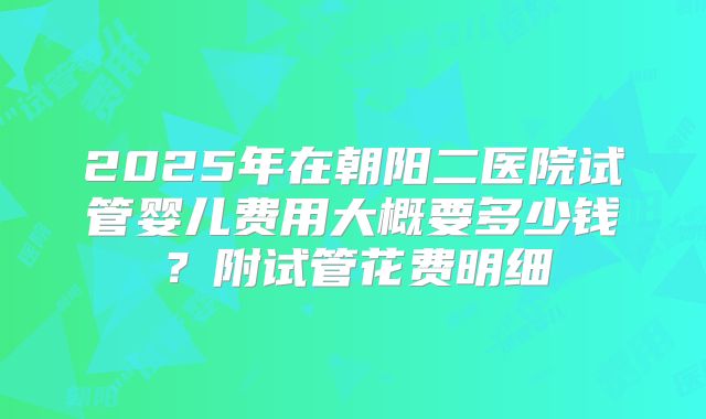 2025年在朝阳二医院试管婴儿费用大概要多少钱？附试管花费明细