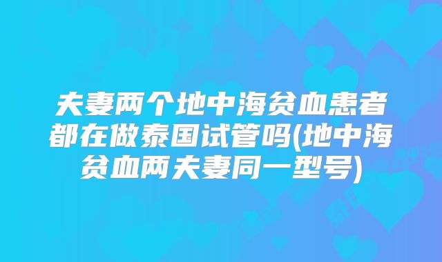 夫妻两个地中海贫血患者都在做泰国试管吗(地中海贫血两夫妻同一型号)