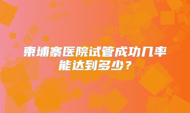 柬埔寨医院试管成功几率能达到多少?