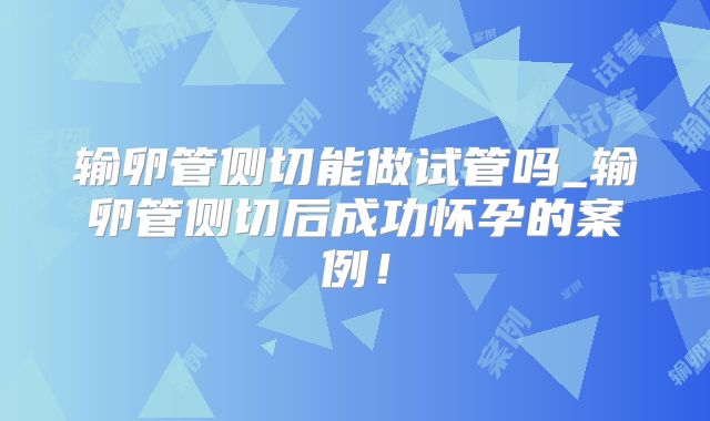 输卵管侧切能做试管吗_输卵管侧切后成功怀孕的案例！