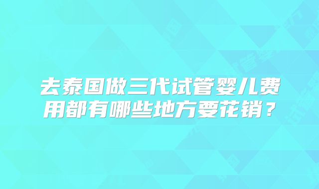 去泰国做三代试管婴儿费用都有哪些地方要花销?