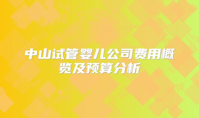 中山试管婴儿公司费用概览及预算分析