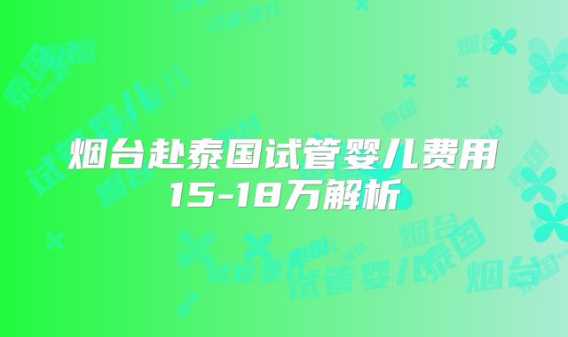 烟台赴泰国试管婴儿费用15-18万解析