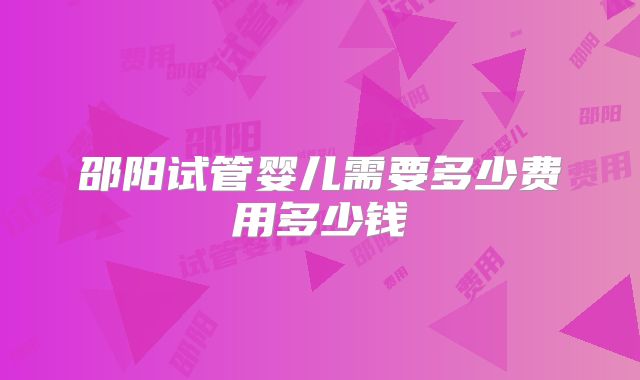 邵阳试管婴儿需要多少费用多少钱