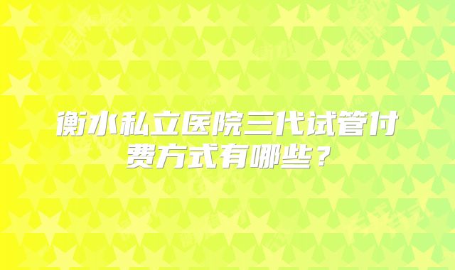 衡水私立医院三代试管付费方式有哪些？