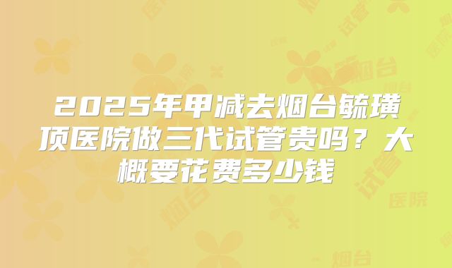 2025年甲减去烟台毓璜顶医院做三代试管贵吗？大概要花费多少钱