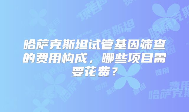 哈萨克斯坦试管基因筛查的费用构成，哪些项目需要花费？