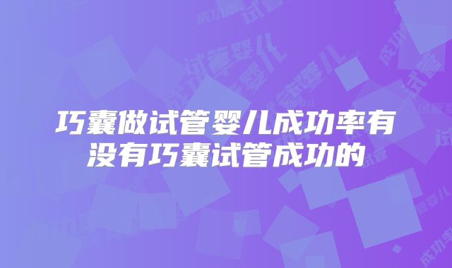 巧囊做试管婴儿成功率有没有巧囊试管成功的