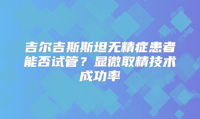 吉尔吉斯斯坦无精症患者能否试管?显微取精技术成功率