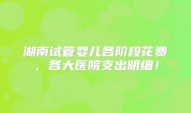 湖南试管婴儿各阶段花费,各大医院支出明细!