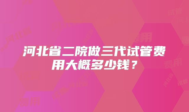河北省二院做三代试管费用大概多少钱?