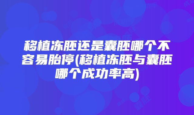 移植冻胚还是囊胚哪个不容易胎停(移植冻胚与囊胚哪个成功率高)