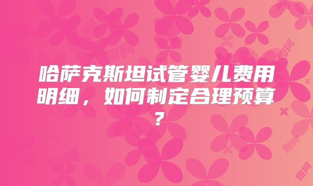 哈萨克斯坦试管婴儿费用明细，如何制定合理预算？