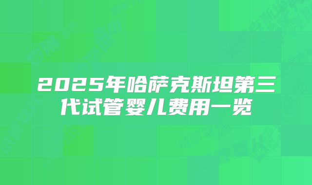 2025年哈萨克斯坦第三代试管婴儿费用一览