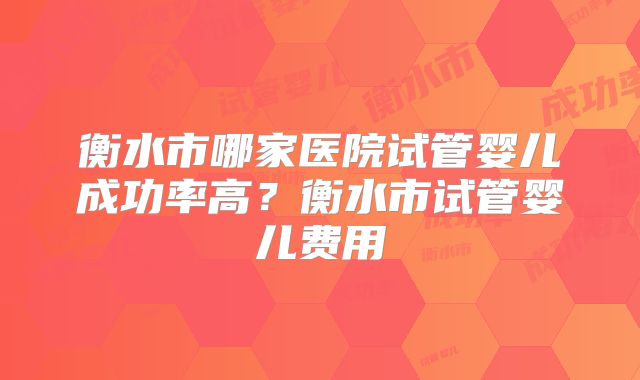 衡水市哪家医院试管婴儿成功率高?衡水市试管婴儿费用