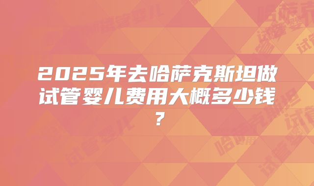2025年去哈萨克斯坦做试管婴儿费用大概多少钱？