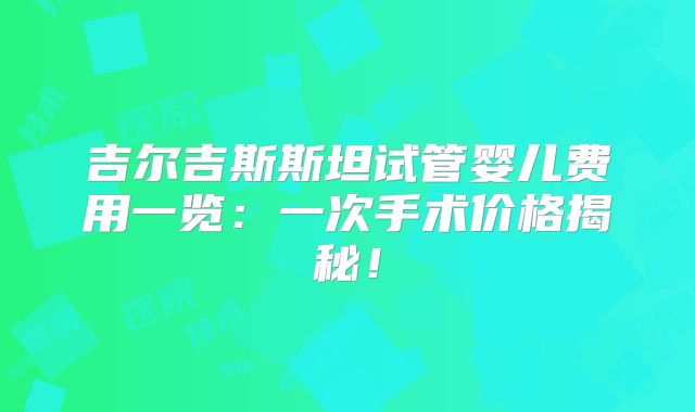 吉尔吉斯斯坦试管婴儿费用一览：一次手术价格揭秘！