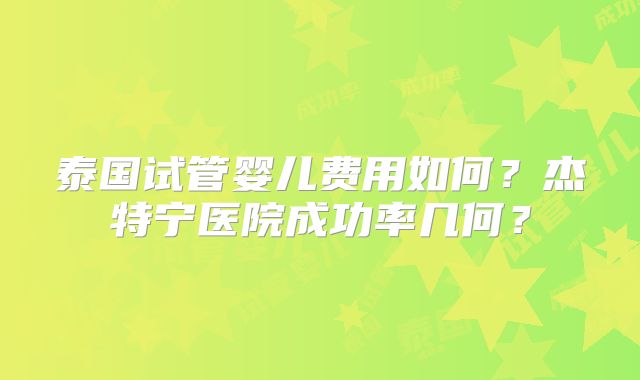 泰国试管婴儿费用如何？杰特宁医院成功率几何？