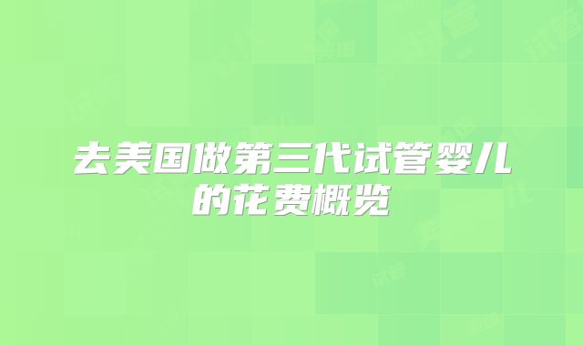 去美国做第三代试管婴儿的花费概览