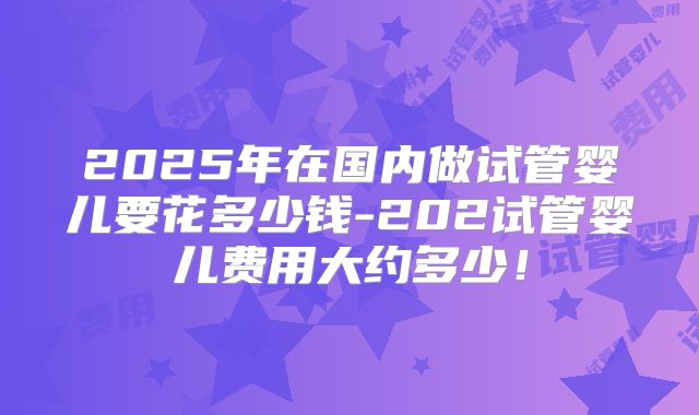 2025年在国内做试管婴儿要花多少钱-202试管婴儿费用大约多少！