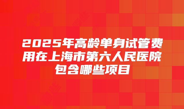 2025年高龄单身试管费用在上海市第六人民医院包含哪些项目