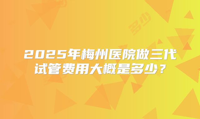 2025年梅州医院做三代试管费用大概是多少？