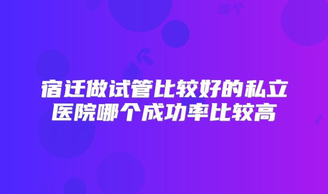 宿迁做试管比较好的私立医院哪个成功率比较高