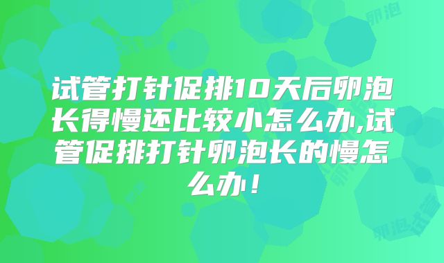 试管打针促排10天后卵泡长得慢还比较小怎么办,试管促排打针卵泡长的慢怎么办!