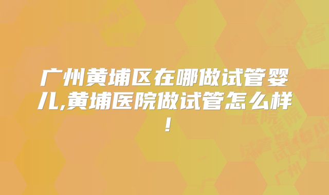广州黄埔区在哪做试管婴儿,黄埔医院做试管怎么样！