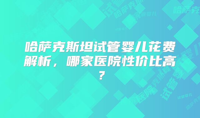哈萨克斯坦试管婴儿花费解析，哪家医院性价比高？