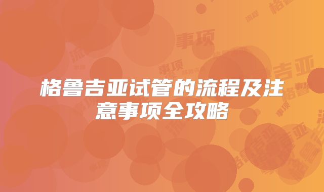格鲁吉亚试管的流程及注意事项全攻略