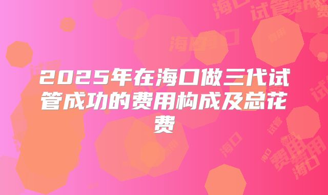 2025年在海口做三代试管成功的费用构成及总花费