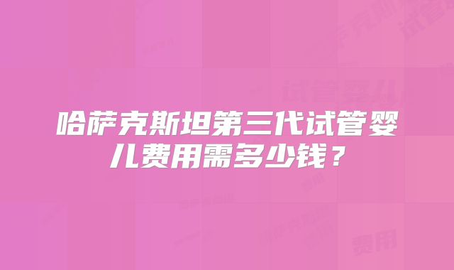 哈萨克斯坦第三代试管婴儿费用需多少钱？