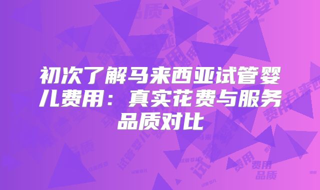 初次了解马来西亚试管婴儿费用：真实花费与服务品质对比