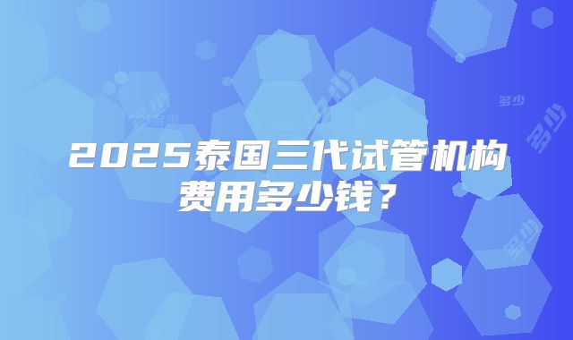 2025泰国三代试管机构费用多少钱？