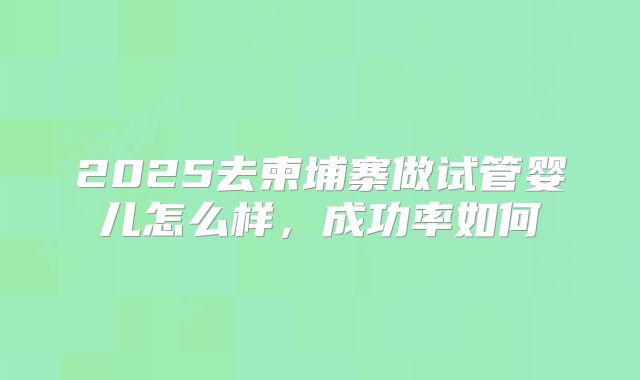 2025去柬埔寨做试管婴儿怎么样,成功率如何
