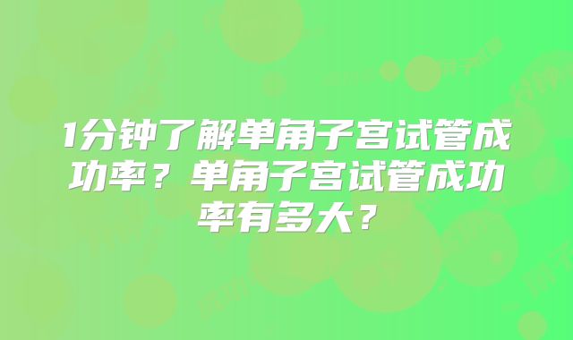 1分钟了解单角子宫试管成功率?单角子宫试管成功率有多大?