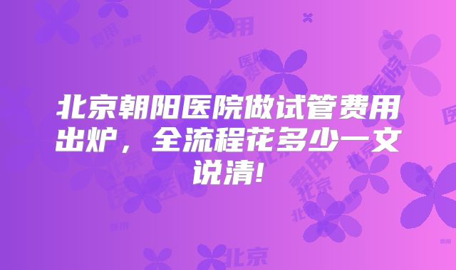 北京朝阳医院做试管费用出炉，全流程花多少一文说清!